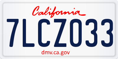 CA license plate 7LCZ033