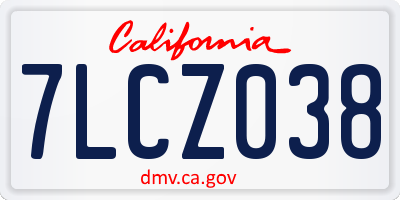 CA license plate 7LCZ038