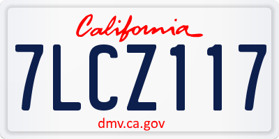 CA license plate 7LCZ117