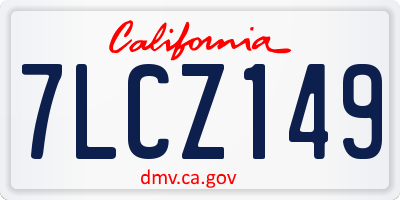 CA license plate 7LCZ149