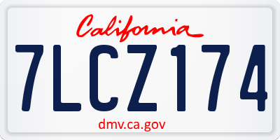 CA license plate 7LCZ174