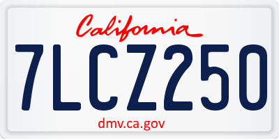 CA license plate 7LCZ250