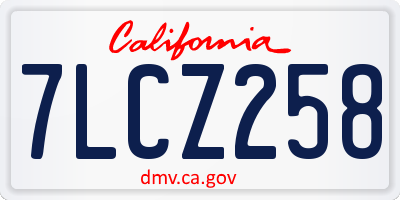 CA license plate 7LCZ258