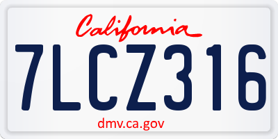 CA license plate 7LCZ316