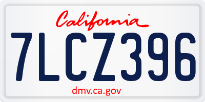 CA license plate 7LCZ396