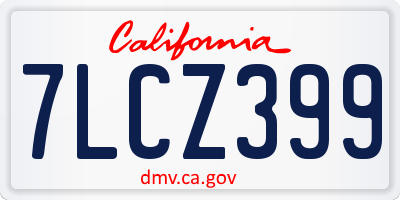CA license plate 7LCZ399