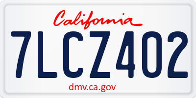 CA license plate 7LCZ402