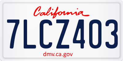 CA license plate 7LCZ403