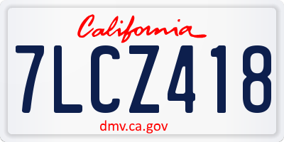 CA license plate 7LCZ418