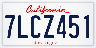CA license plate 7LCZ451