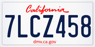 CA license plate 7LCZ458