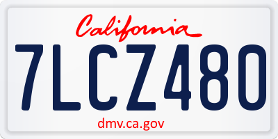 CA license plate 7LCZ480