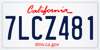 CA license plate 7LCZ481