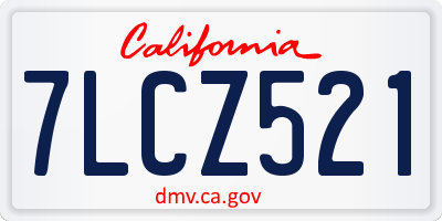 CA license plate 7LCZ521