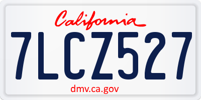 CA license plate 7LCZ527