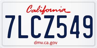 CA license plate 7LCZ549
