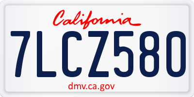 CA license plate 7LCZ580