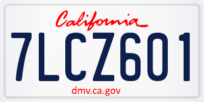 CA license plate 7LCZ601
