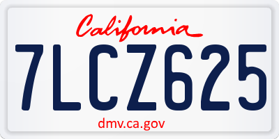 CA license plate 7LCZ625