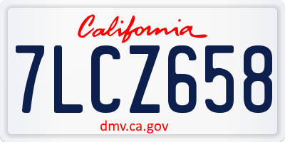 CA license plate 7LCZ658