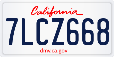 CA license plate 7LCZ668