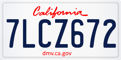 CA license plate 7LCZ672