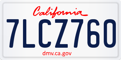 CA license plate 7LCZ760