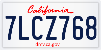 CA license plate 7LCZ768