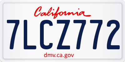 CA license plate 7LCZ772