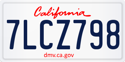 CA license plate 7LCZ798