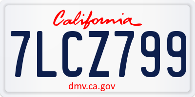 CA license plate 7LCZ799