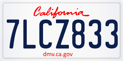 CA license plate 7LCZ833