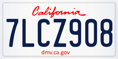 CA license plate 7LCZ908