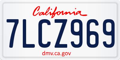 CA license plate 7LCZ969