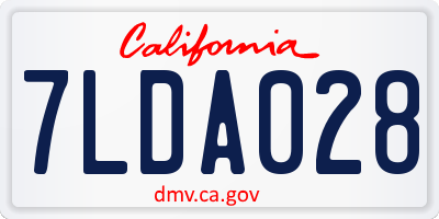 CA license plate 7LDA028
