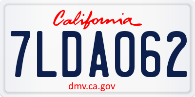 CA license plate 7LDA062