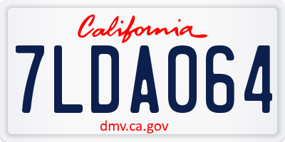 CA license plate 7LDA064