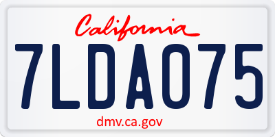 CA license plate 7LDA075