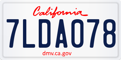 CA license plate 7LDA078