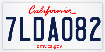 CA license plate 7LDA082