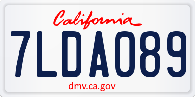 CA license plate 7LDA089