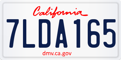 CA license plate 7LDA165