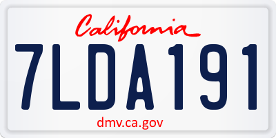 CA license plate 7LDA191