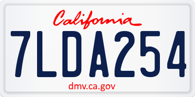 CA license plate 7LDA254