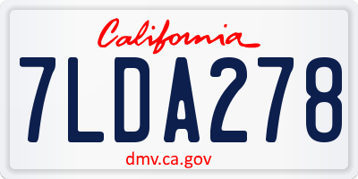 CA license plate 7LDA278