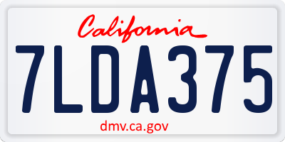 CA license plate 7LDA375