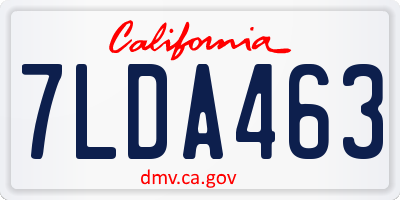 CA license plate 7LDA463