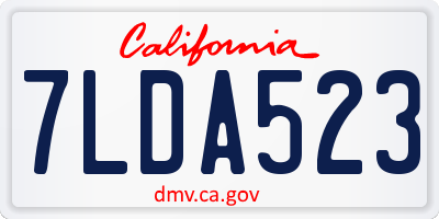 CA license plate 7LDA523