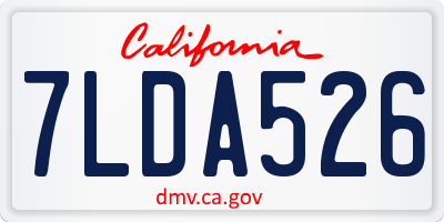 CA license plate 7LDA526
