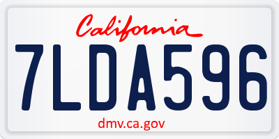 CA license plate 7LDA596